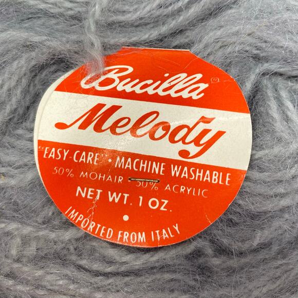 Vintage Bucilla Melody Yarn Gray Mohair Acrylic Blend Italy 1oz DISCONTINUED - Picture 3 of 5